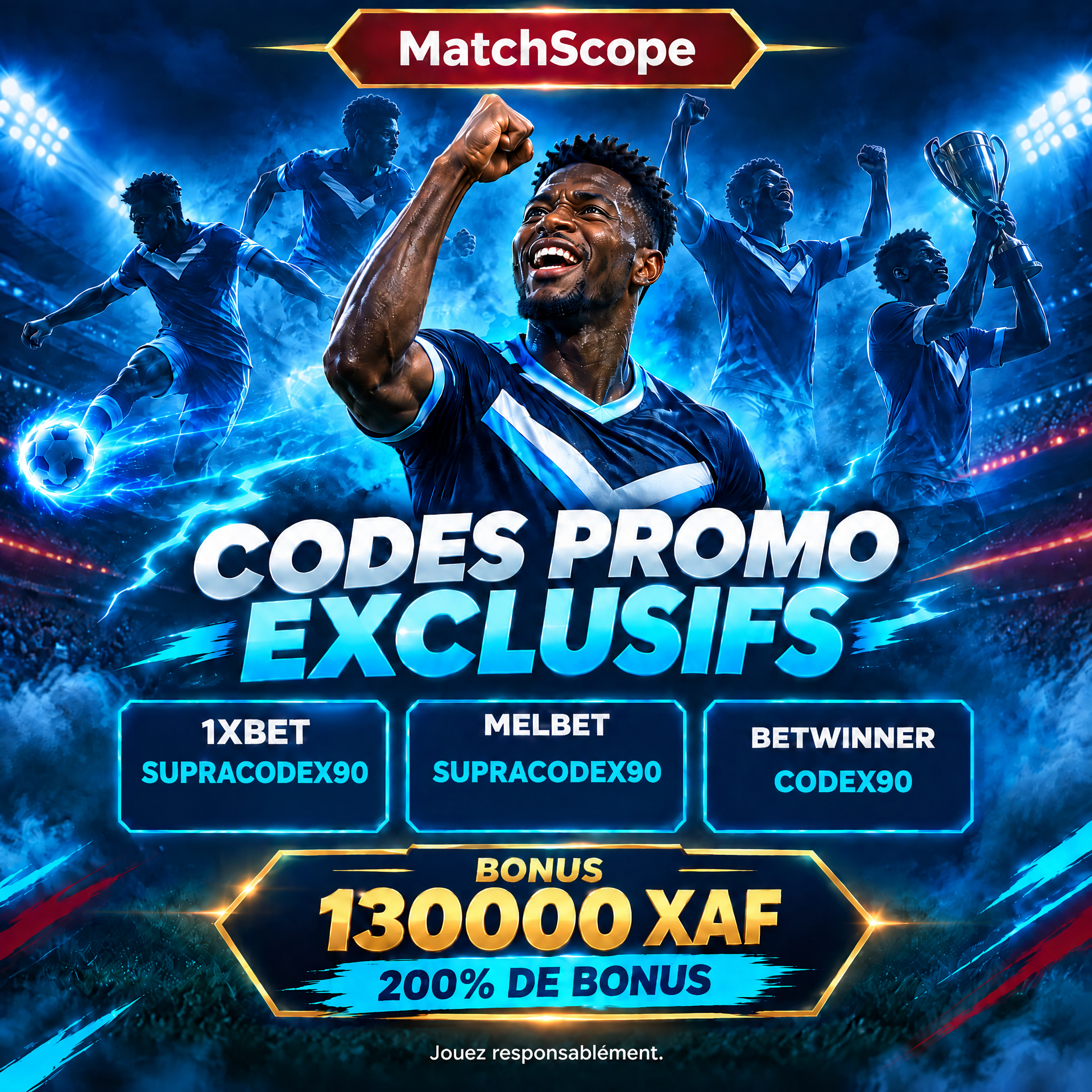 Affiche MatchScope avec les codes promo SUPRACODEX90 et CODEX90